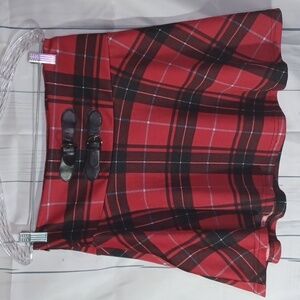 Allegra K red and black plaid school girl skater 90’s skirt